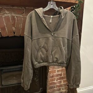 Alo yoga Olive Green Cropped Hoodie